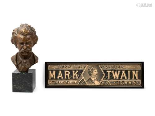 A Mark Twain Cigar Advertisement Poster and Bust