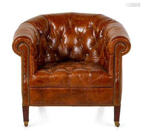 A Tufted Leather-Upholstered Club Chair