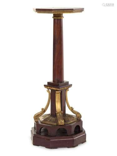 A Parcel Gilt Mahogany Pedestal