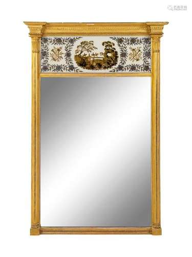 A Federal Giltwood and Eglomise Mirror