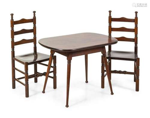 Two Child's Mahogany Chairs and a Dinette Table