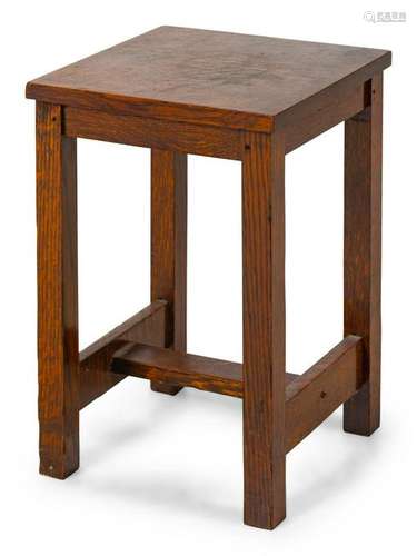 An American Arts and Crafts Oak StoolÂ