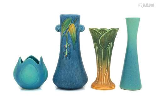 Four American Arts and Crafts Pottery Vases