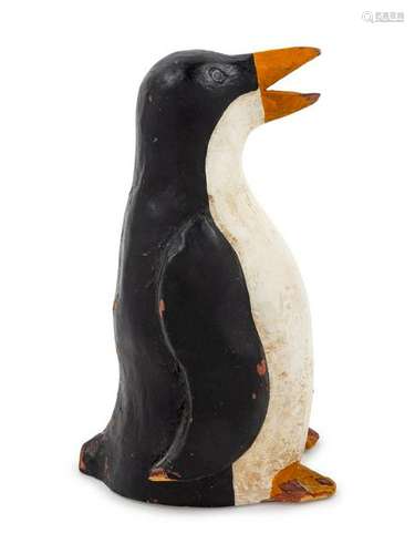 A Carved and Painted Wood Penguin