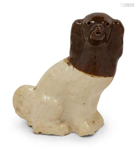 A Brown-Glazed Stoneware Dog Figure