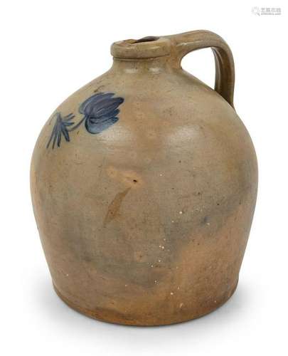 A Cobalt Decorated Stoneware Two-Gallon Flower JugÂ