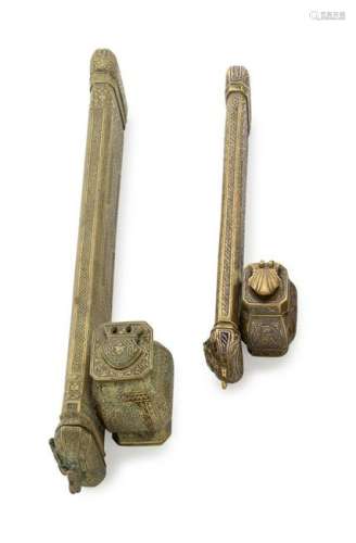 Two Egyptian Brass Judaica Inkwells