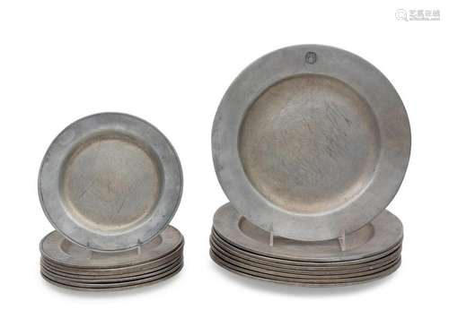 Sixteen Wilton Armetale Pewter Plates