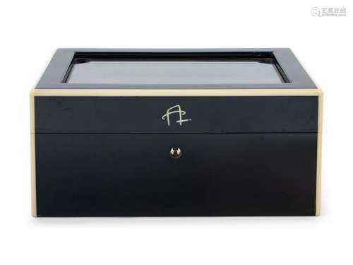 A Modern Ebonized Cigar Humidor