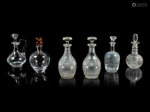 A Group of Six Glass Decanters