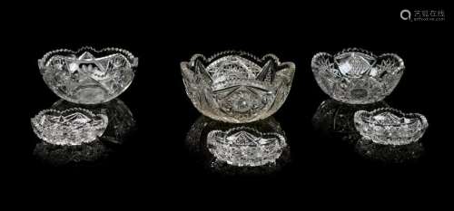 Three English Cut Glass Bowls