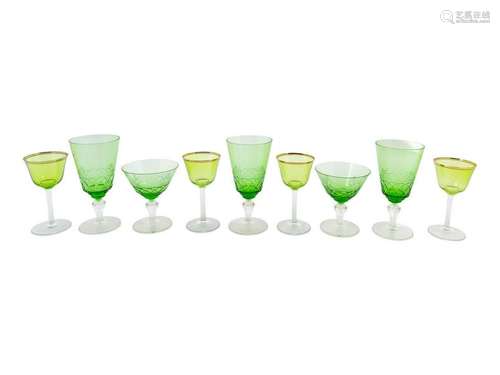 A Colored and Cut Glass Stemware Service