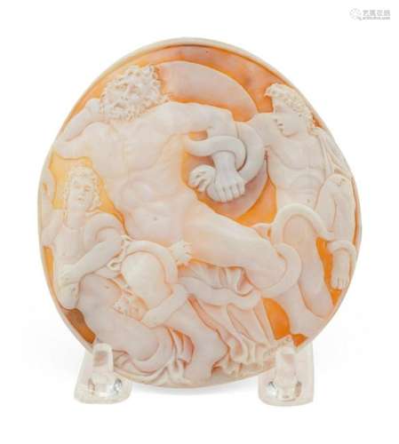 A Shell Cameo Depicting Laocoon and His Sons