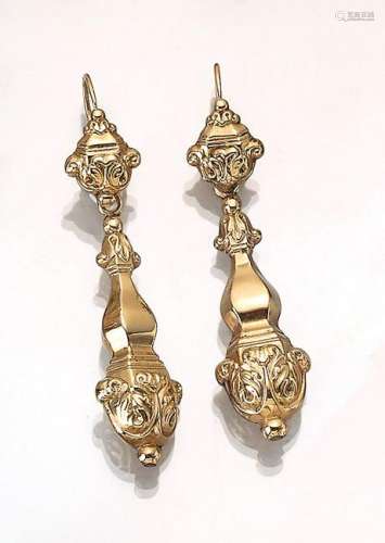 Pair of 14 kt gold Biedermeier earrings