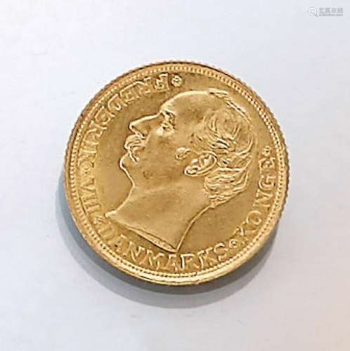 Gold coin, 10 kroner, Denmark, 1909