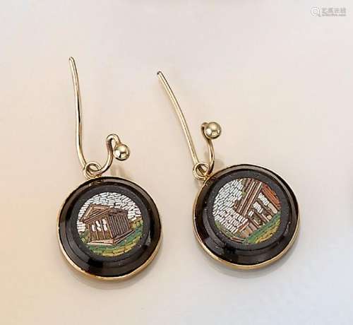 Pair of earrings with Pietra-Dura-Inlay