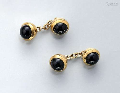 Pair of 18 kt gold CARTIER cufflinks with onyx