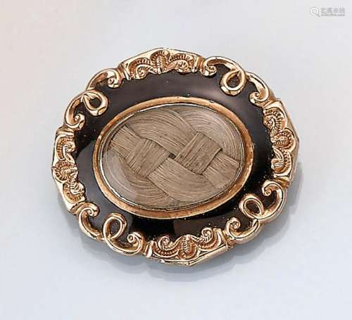 9 kt gold brooch/pendant with hairinlay, GreatBritain