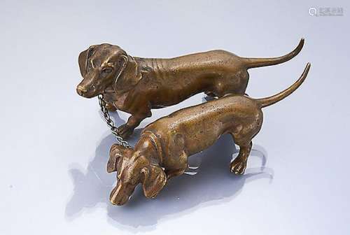 Vienna bronze: 2 dachshund, approx. 1900s