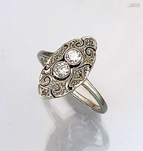 14 kt gold Art-Deco-ring with diamonds