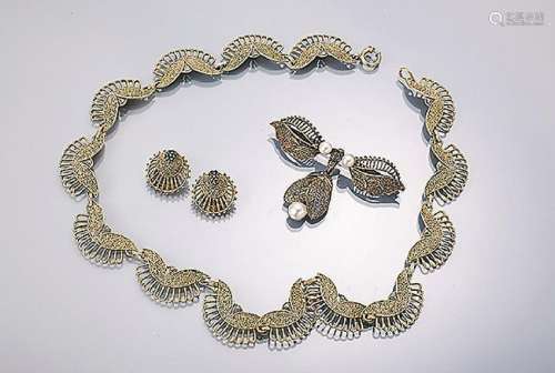 THEODOR FAHRNER jewelry set, silver 925 gilded