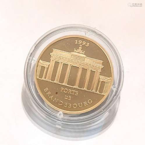 Gold coin, 500 Francs/70 Ecus, France, 1993