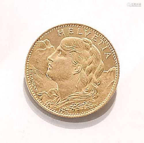 Gold coin, 10 Swiss Francs, Switzerland, 1915