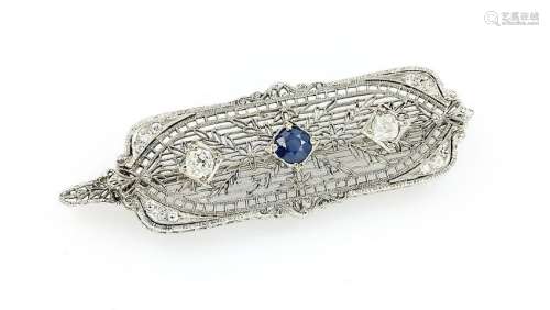 Art-Deco brooch/pendant with sapphire and diamonds,