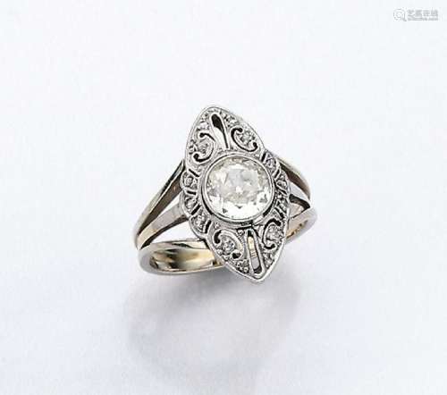 14 kt gold Art-Deco-ring with diamonds, german approx.