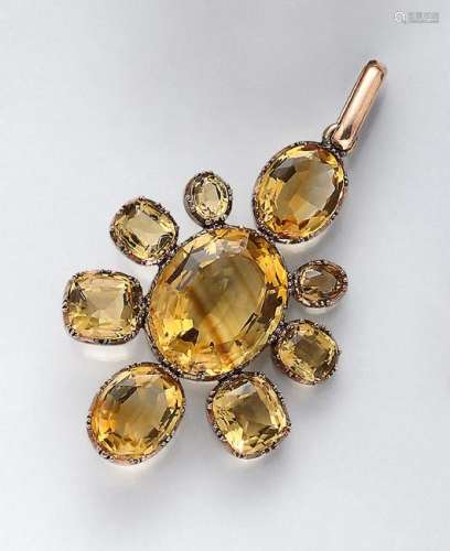 9 kt gold pendant with citrines