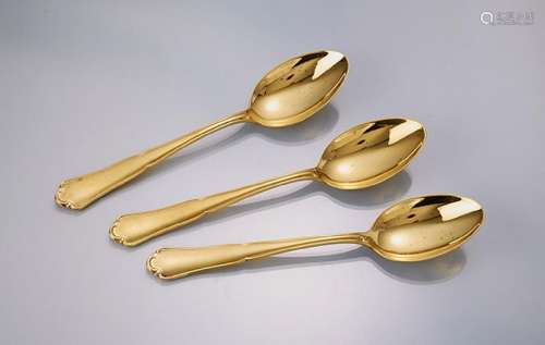 Lot 6 spoons, 800 silver gilded
