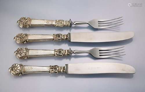 12-piece breakfast cutlery, german approx. 1840/50