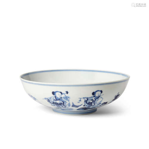 Guangxu six-character mark and of the period A blue and white 'Eight Immortals' bowl