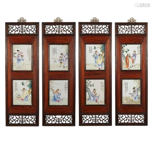 Republic period A group of eight polychrome enameled porcelain plaques