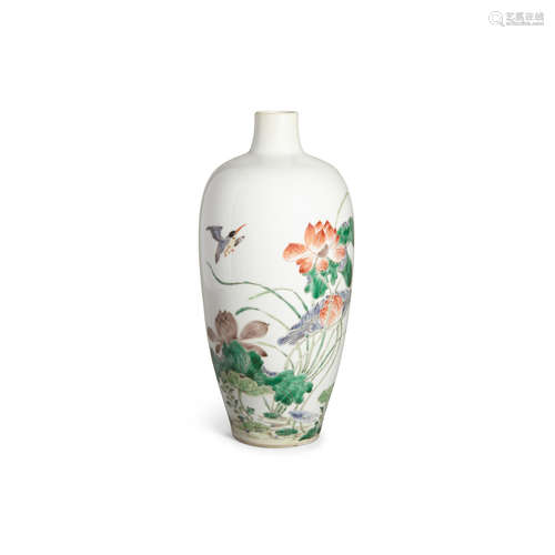 Kangxi A Famille Verte Oviform Vase, Meiping