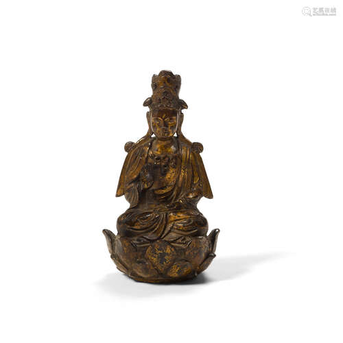 Liao dynasty A gilt copper alloy seated Buddhist figure