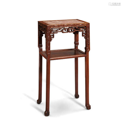 Late Qing/Republic period An elegant rectangular marble top two-tiered display stand