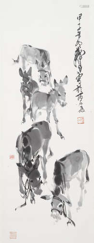 Five Donkeys, 1984 Huang Zhou (1925-1997)