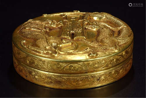 A CHINESE GILT BRONZE INKPAD BOX