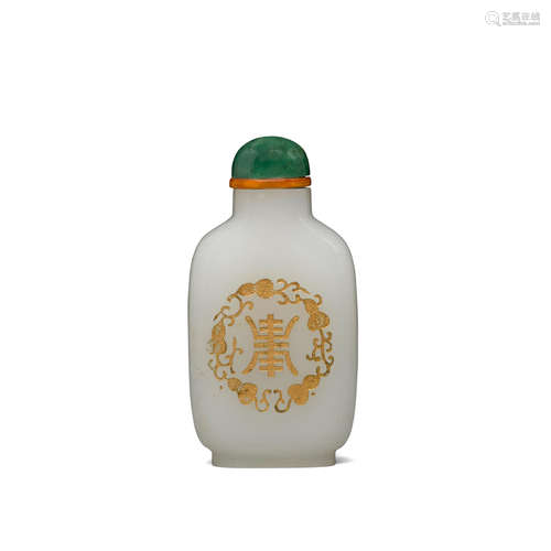 Early 20th century A white jade 'longevity' snuff bottle