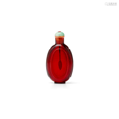 1780-1850 A TRANSPARENT RUBY-RED GLASS SNUFF BOTTLE