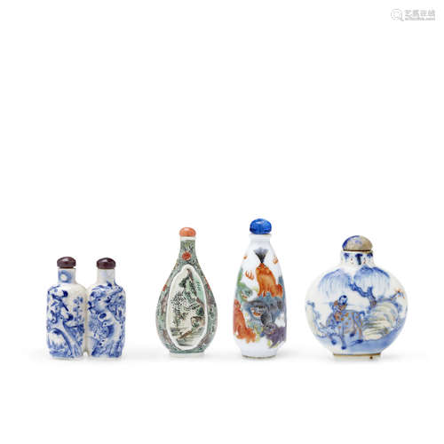 18th/19th century FOUR PORCELAIN SNUFF BOTTLES