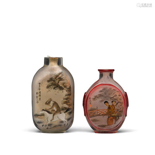 Bi Rongjiu Two inside-painted glass snuff bottles