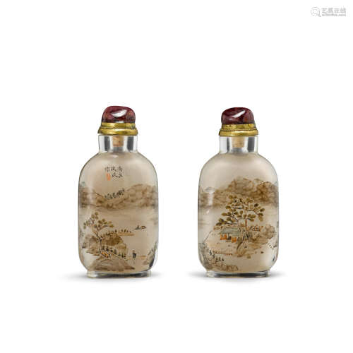 Attributed to Zhou Leyuan AN INSIDE-PAINTED GLASS SNUFF BOTTLE