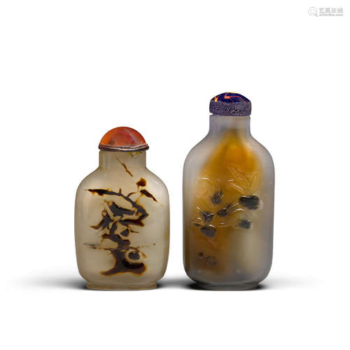 19th/early 20th century Two agate snuff bottles