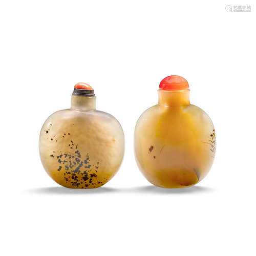 Two agate snuff bottles