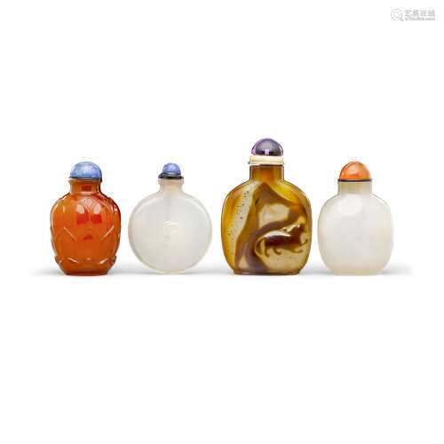 19th/20th century Four agate snuff bottles