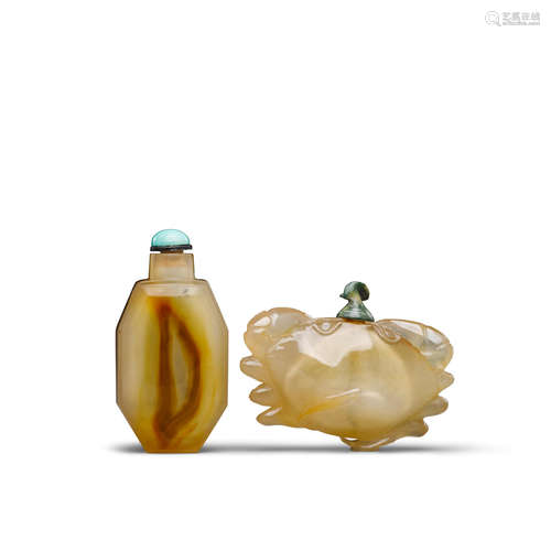 Two agate snuff bottles