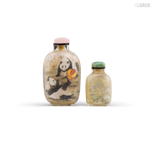 'Panda' bottle: Wang Xiqian, 1982 Two inside-painted glass snuff bottles
