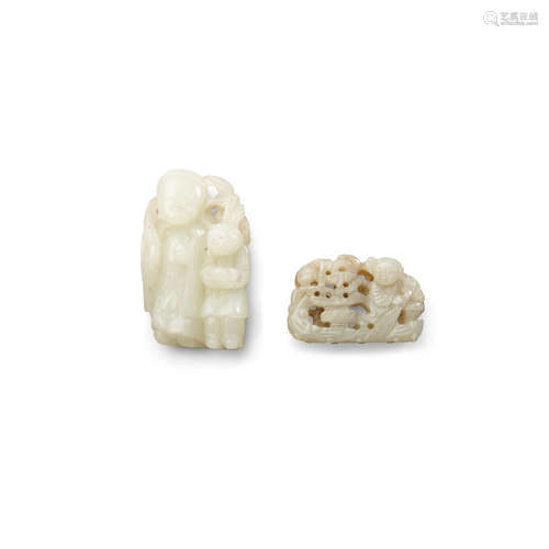 Qing dynasty Two carved jade figural pendants